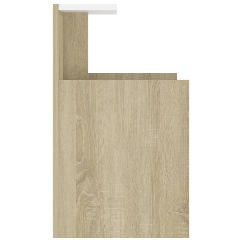 Κομοδίνο Λευκό/Sonoma Δρυς 40 x 35 x 60 εκ. από Μοριοσανίδα