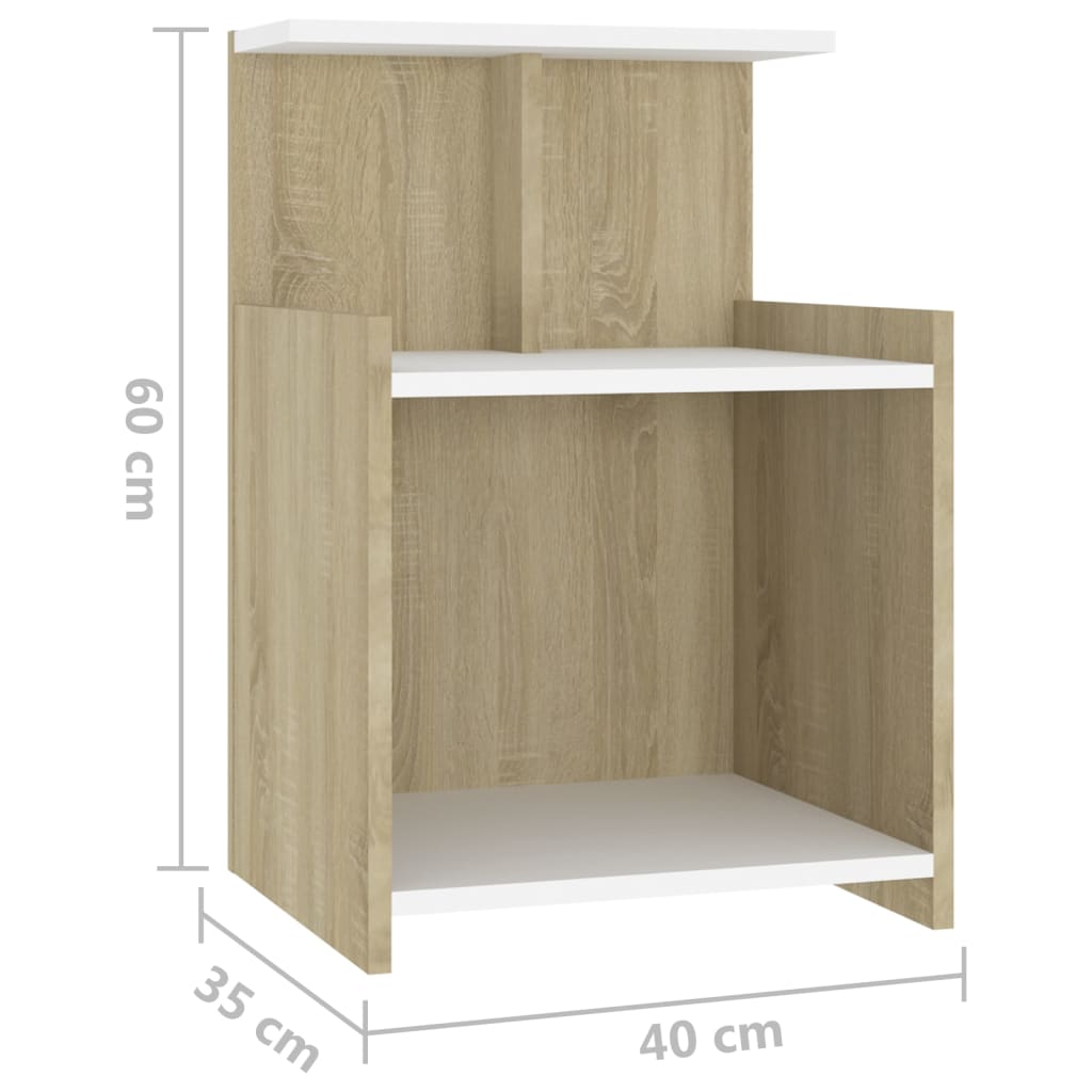 Κομοδίνο Λευκό/Sonoma Δρυς 40 x 35 x 60 εκ. από Μοριοσανίδα