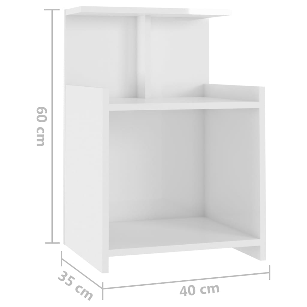 Κομοδίνο Γυαλιστερό Λευκό 40x35x60 εκ. από Επεξ. Ξύλο