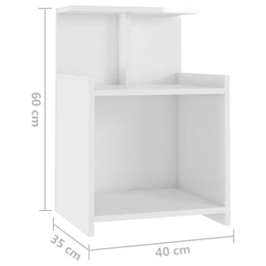 Κομοδίνα 2 τεμ. Γυαλιστερό Λευκό 40x35x60 εκ. από Επεξ. Ξύλο