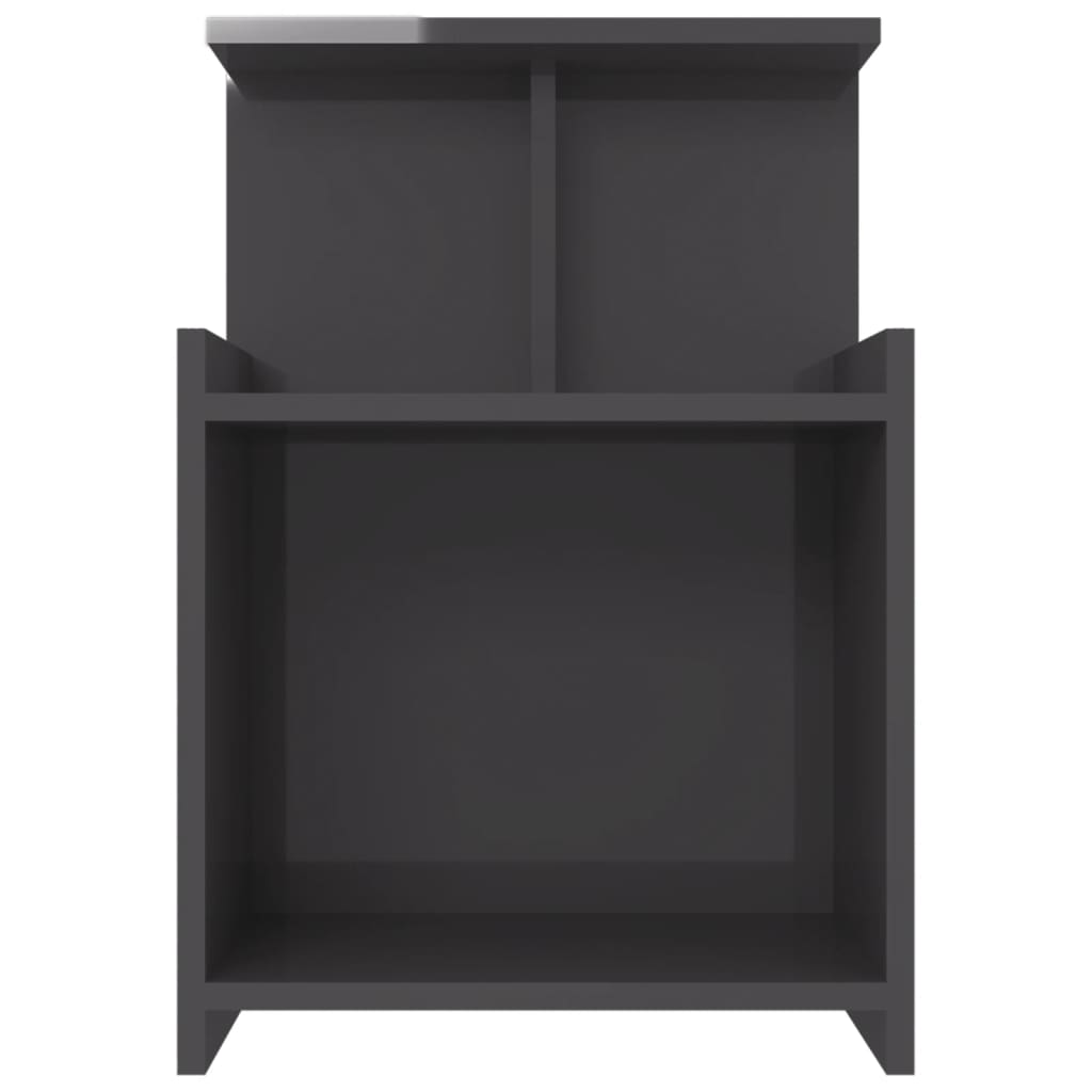Κομοδίνο Γυαλιστερό Γκρι 40x35x60 εκ. από Επεξ. Ξύλο