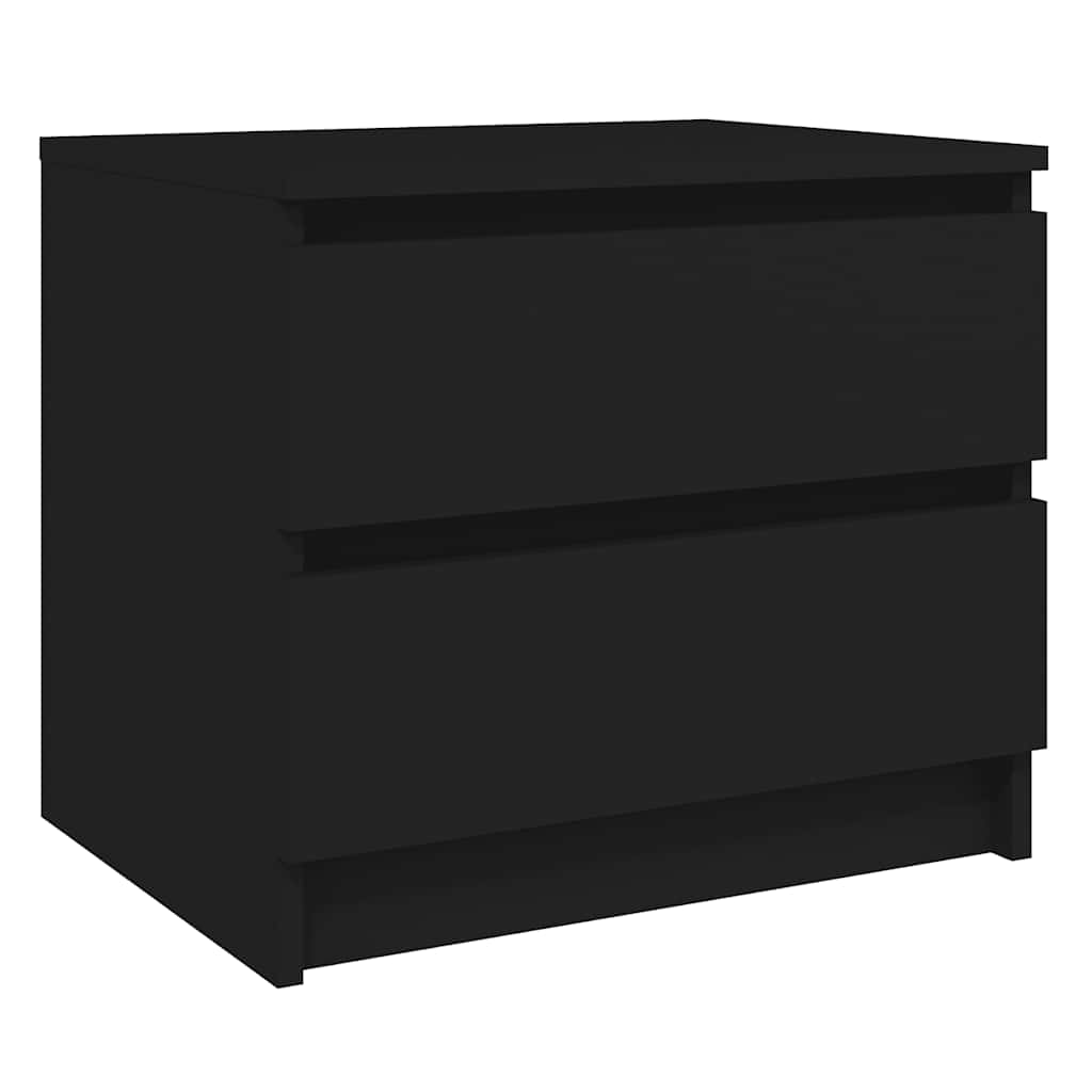 Κομοδίνο Μαύρο 50 x 39 x 43,5 εκ. από Επεξ. Ξύλο - Pakobazaar