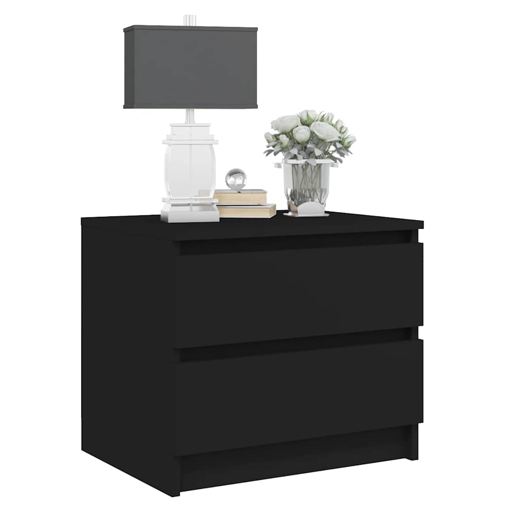 Κομοδίνο Μαύρο 50 x 39 x 43,5 εκ. από Επεξ. Ξύλο - Pakobazaar