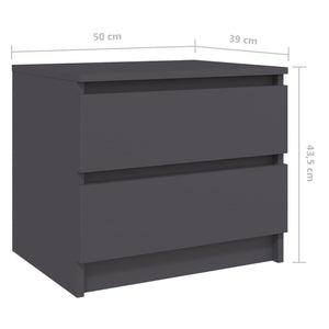 Κομοδίνα 2 τεμ. Γκρι 50 x 39 x 43,5 εκ. από Μοριοσανίδα