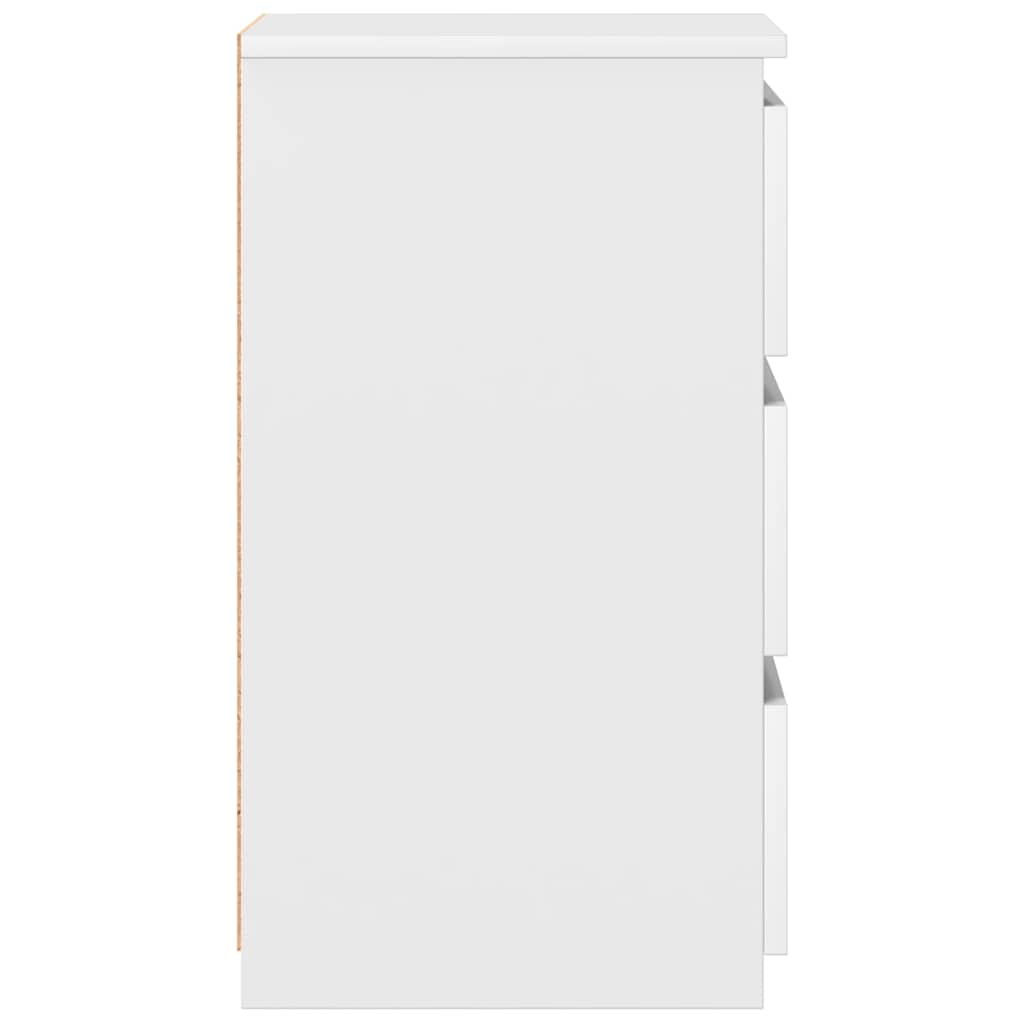 Κομοδίνα 2 τεμ. Λευκά 40 x 35 x 62,5 εκ. από Επεξ. Ξύλο