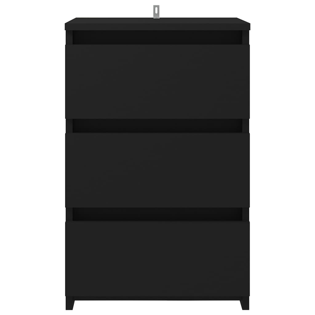 Κομοδίνο Μαύρο 40 x 35 x 62,5 εκ. από Επεξ. Ξύλο