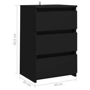 Κομοδίνο Μαύρο 40 x 35 x 62,5 εκ. από Επεξ. Ξύλο