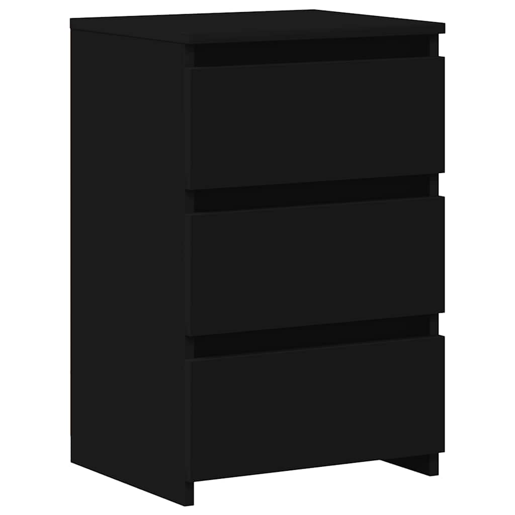 Κομοδίνα 2 τεμ. Μαύρα 40 x 35 x 62,5 εκ. από Επεξ. Ξύλο - Pakobazaar