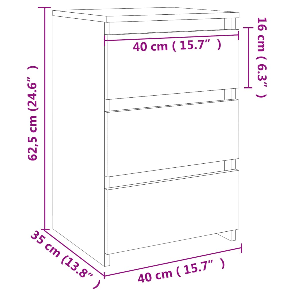 Κομοδίνο Sonoma Δρυς 40 x 35 x 62,5 εκ. από Επεξ. Ξύλο
