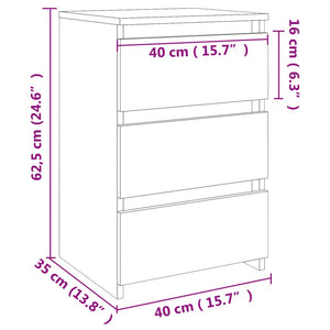 Κομοδίνο Sonoma Δρυς 40 x 35 x 62,5 εκ. από Επεξ. Ξύλο