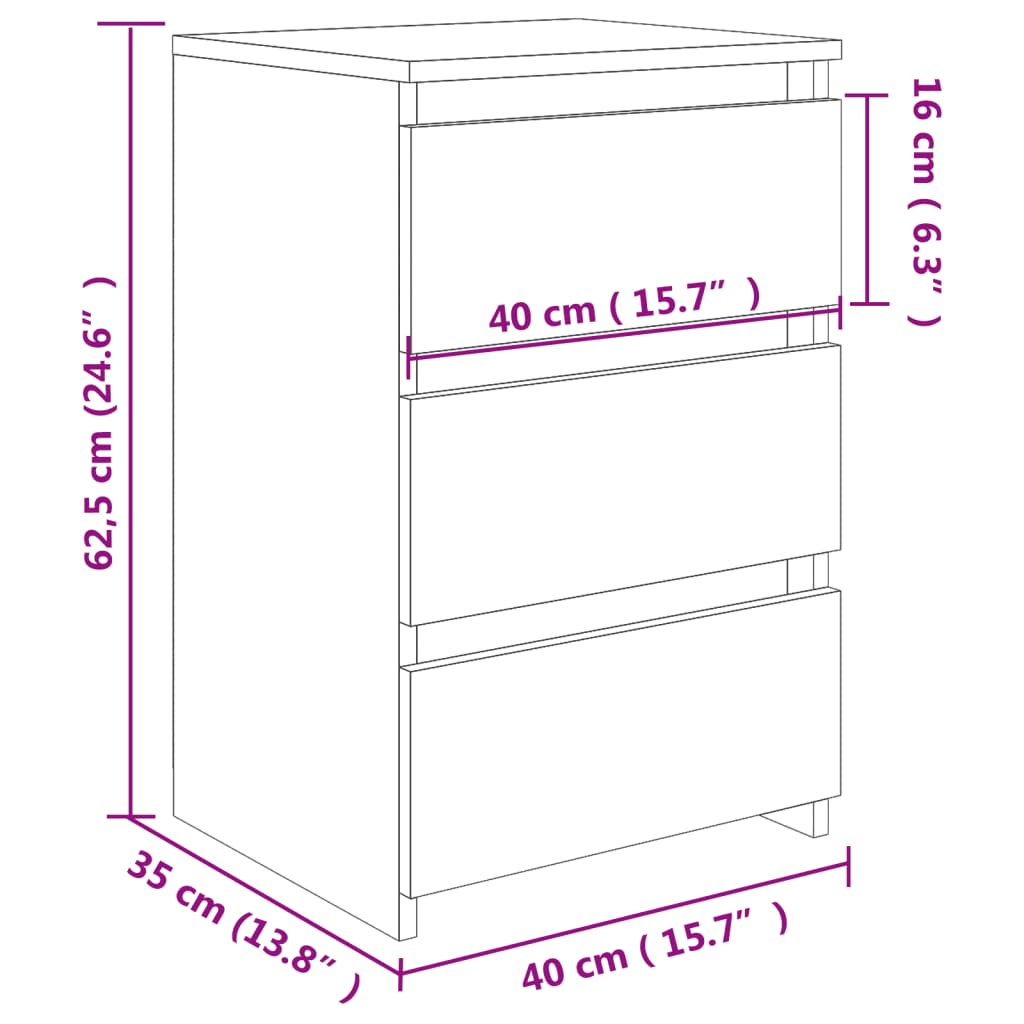 Κομοδίνο Γκρι Σκυροδέματος 40 x 35 x 62,5 εκ. από Επεξ. Ξύλο
