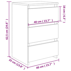 Κομοδίνο Γκρι Σκυροδέματος 40 x 35 x 62,5 εκ. από Επεξ. Ξύλο