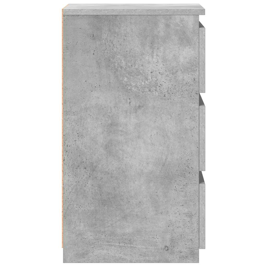 Κομοδίνα 2 τεμ. Γκρι Σκυροδέματος 40x35x62,5 εκ. Επεξ. Ξύλο