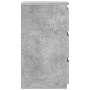Κομοδίνα 2 τεμ. Γκρι Σκυροδέματος 40x35x62,5 εκ. Επεξ. Ξύλο