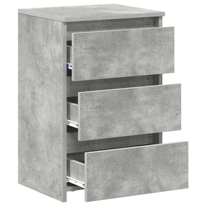Κομοδίνα 2 τεμ. Γκρι Σκυροδέματος 40x35x62,5 εκ. Επεξ. Ξύλο