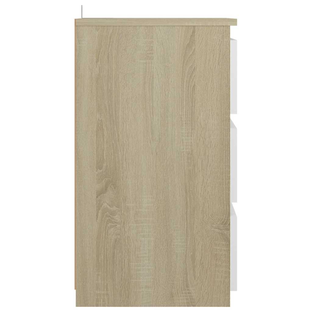 Κομοδίνο Λευκό/Sonoma Δρυς 40 x 35 x 62,5 εκ. από Μοριοσανίδα