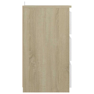 Κομοδίνο Λευκό/Sonoma Δρυς 40 x 35 x 62,5 εκ. από Μοριοσανίδα