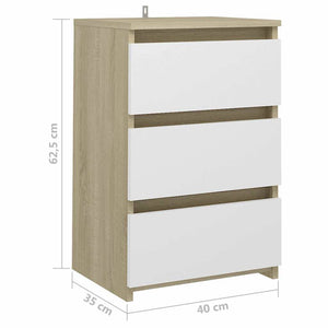 Κομοδίνο Λευκό/Sonoma Δρυς 40 x 35 x 62,5 εκ. από Μοριοσανίδα