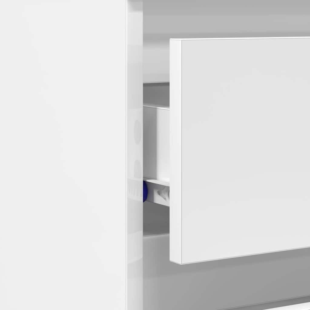Κομοδίνα 2 τεμ. Γυαλιστερό Λευκό 40x35x62,5 εκ. από Επεξ. Ξύλο - Pakobazaar