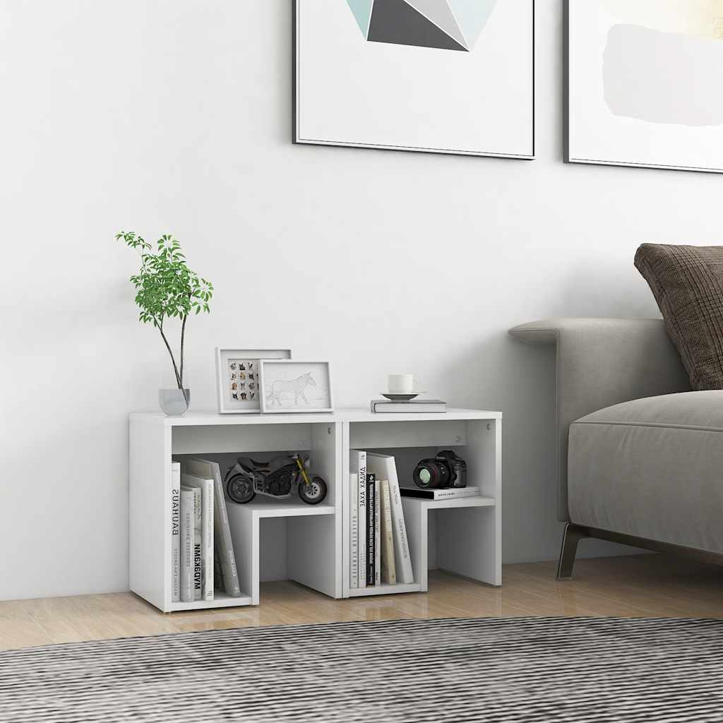 Κομοδίνα 2 τεμ. Λευκά 40 x 30 x 40 εκ. από Επεξ. Ξύλο - Pakobazaar