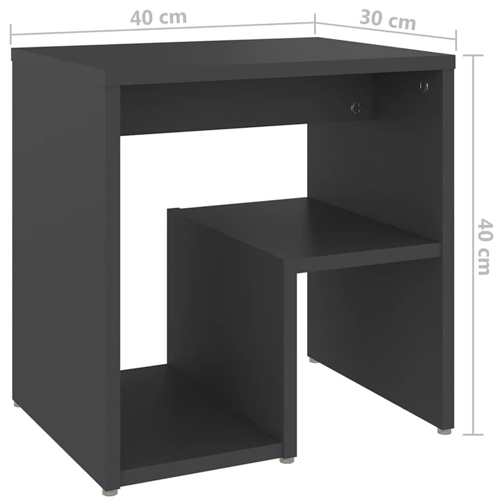 Κομοδίνα 2 τεμ. Γκρι 40 x 30 x 40 εκ. από Μοριοσανίδα - Pakobazaar