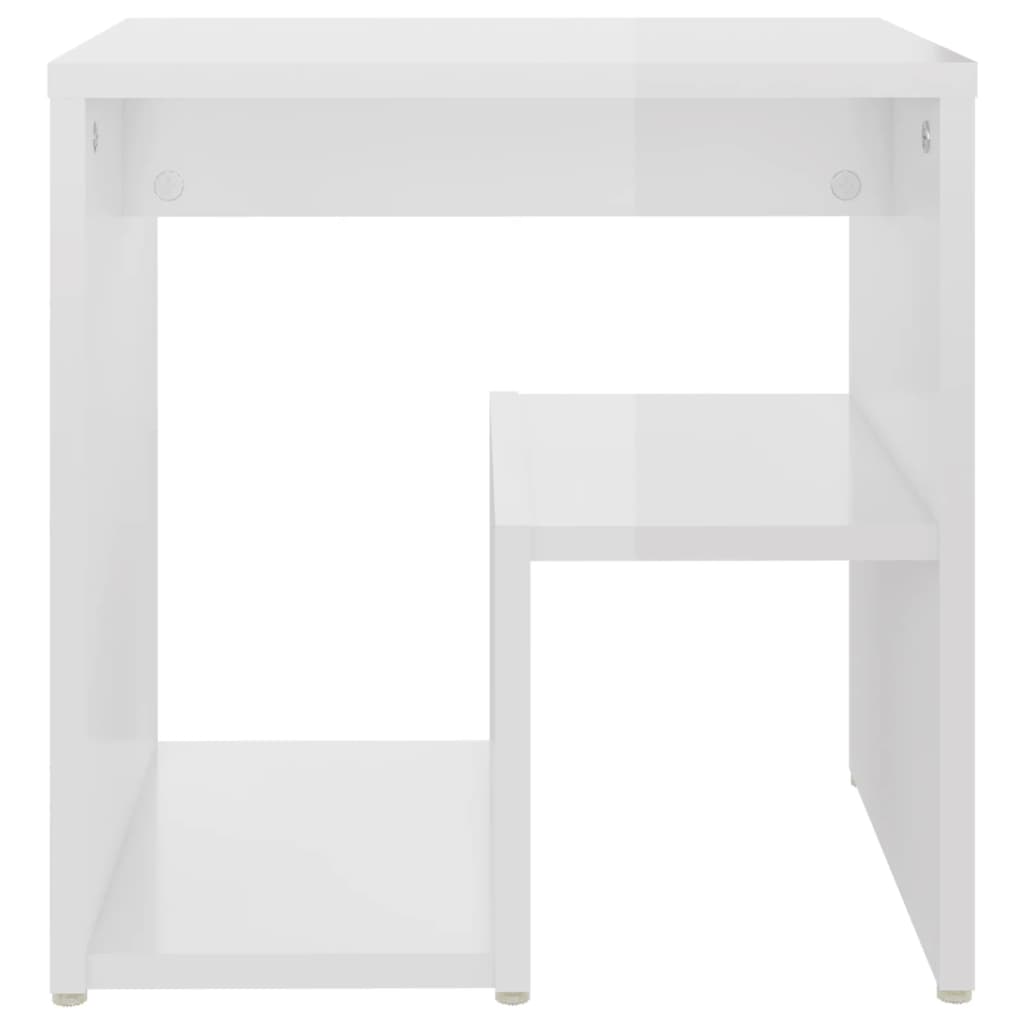 Κομοδίνο Γυαλιστερό Λευκό 40 x 30 x 40 εκ. από Επεξ. Ξύλο - Pakobazaar