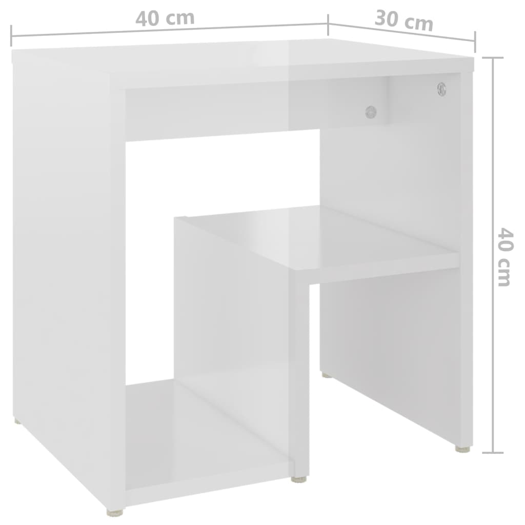 Κομοδίνα 2 τεμ. Γυαλιστερό Λευκό 40x30x40 εκ. από Επεξ. Ξύλο
