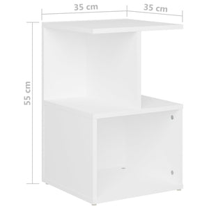 Κομοδίνο Λευκό 35 x 35 x 55 εκ. από Επεξ. Ξύλο