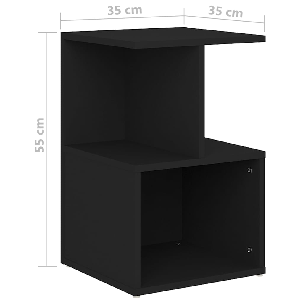 Κομοδίνα 2 τεμ. Μαύρα 35 x 35 x 55 εκ. από Επεξ. Ξύλο