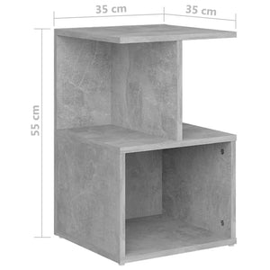 Κομοδίνα 2 τεμ. Γκρι Σκυροδέματος 35x35x55 εκ. από Επεξ. Ξύλο - Pakobazaar