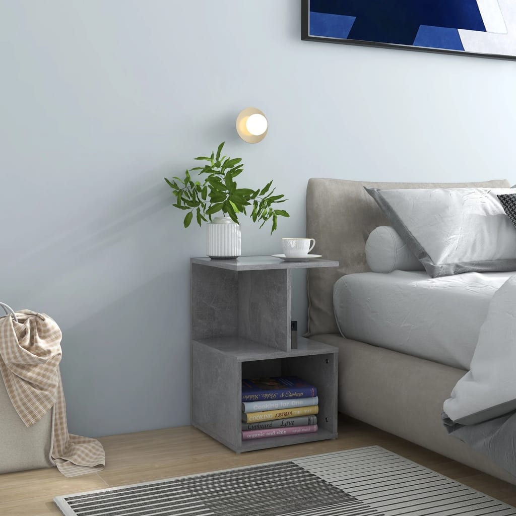 Κομοδίνα 2 τεμ. Γκρι Σκυροδέματος 35x35x55 εκ. από Επεξ. Ξύλο - Pakobazaar
