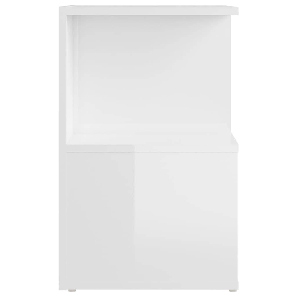 Κομοδίνα 2 τεμ. Γυαλιστερό Λευκό 35x35x55 εκ. από Επεξ. Ξύλο