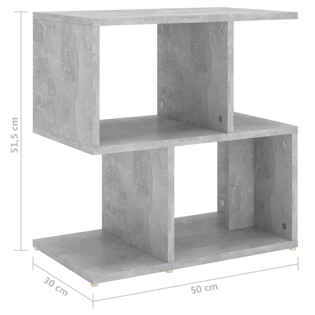 Κομοδίνο Γκρι Σκυροδέματος 50 x 30 x 51,5 εκ. από Επεξ. Ξύλο