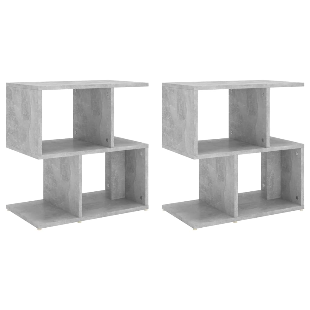 Κομοδίνα 2 τεμ. Γκρι Σκυροδέματος 50x30x51,5 εκ από Επεξ. Ξύλο - Pakobazaar