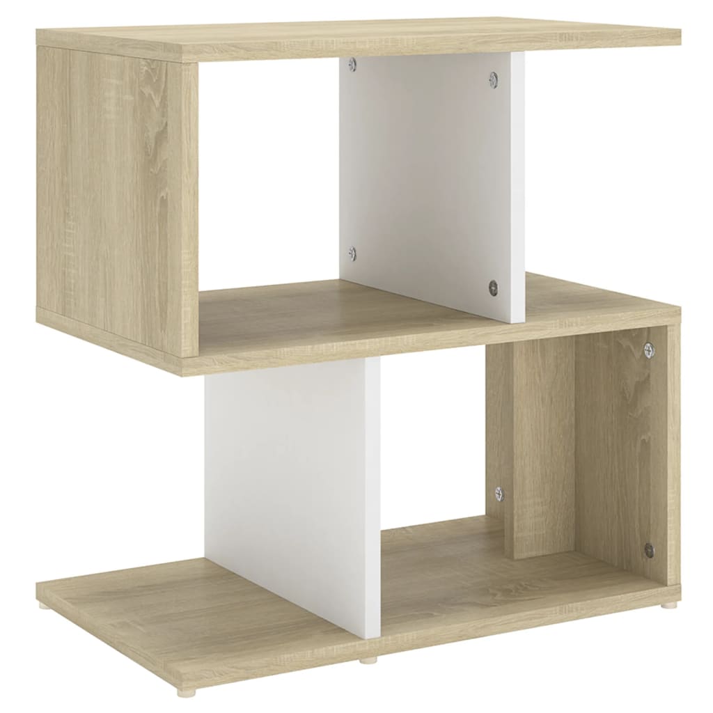 Κομοδίνο Λευκό/Sonoma Δρυς 50 x 30 x 51,5 εκ. από Μοριοσανίδα