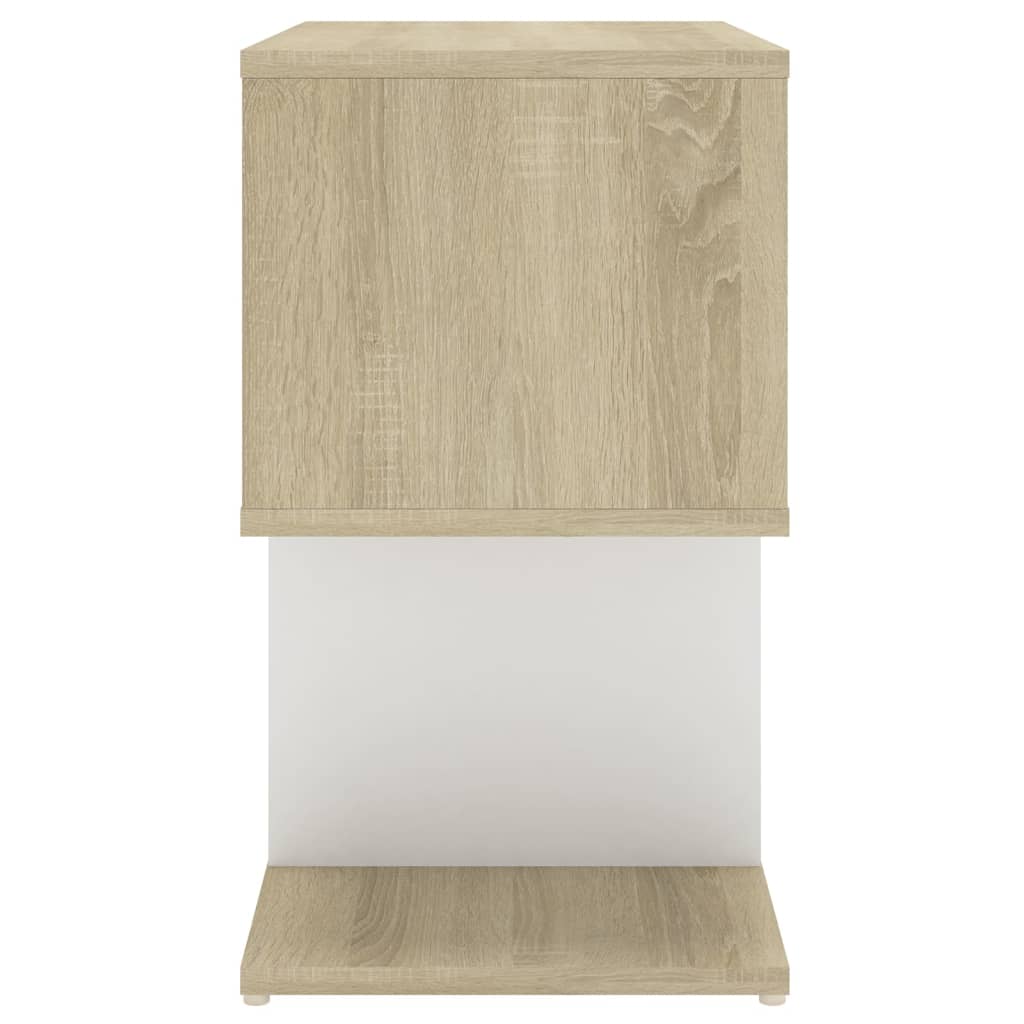Κομοδίνο Λευκό/Sonoma Δρυς 50 x 30 x 51,5 εκ. από Μοριοσανίδα
