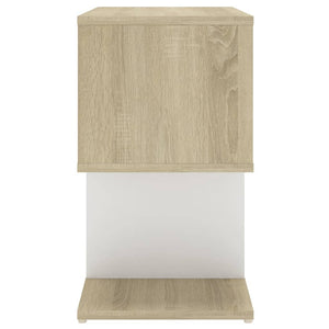 Κομοδίνο Λευκό/Sonoma Δρυς 50 x 30 x 51,5 εκ. από Μοριοσανίδα