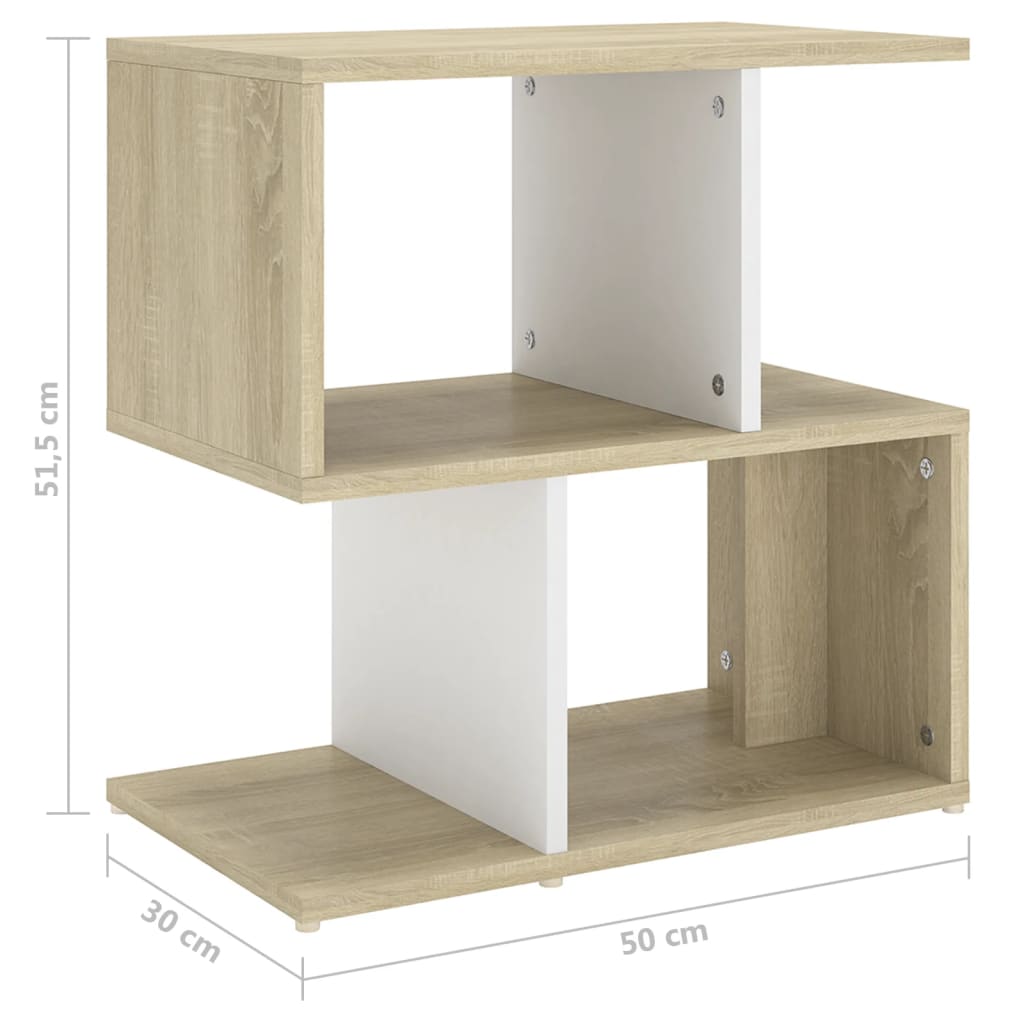 Κομοδίνο Λευκό/Sonoma Δρυς 50 x 30 x 51,5 εκ. από Μοριοσανίδα