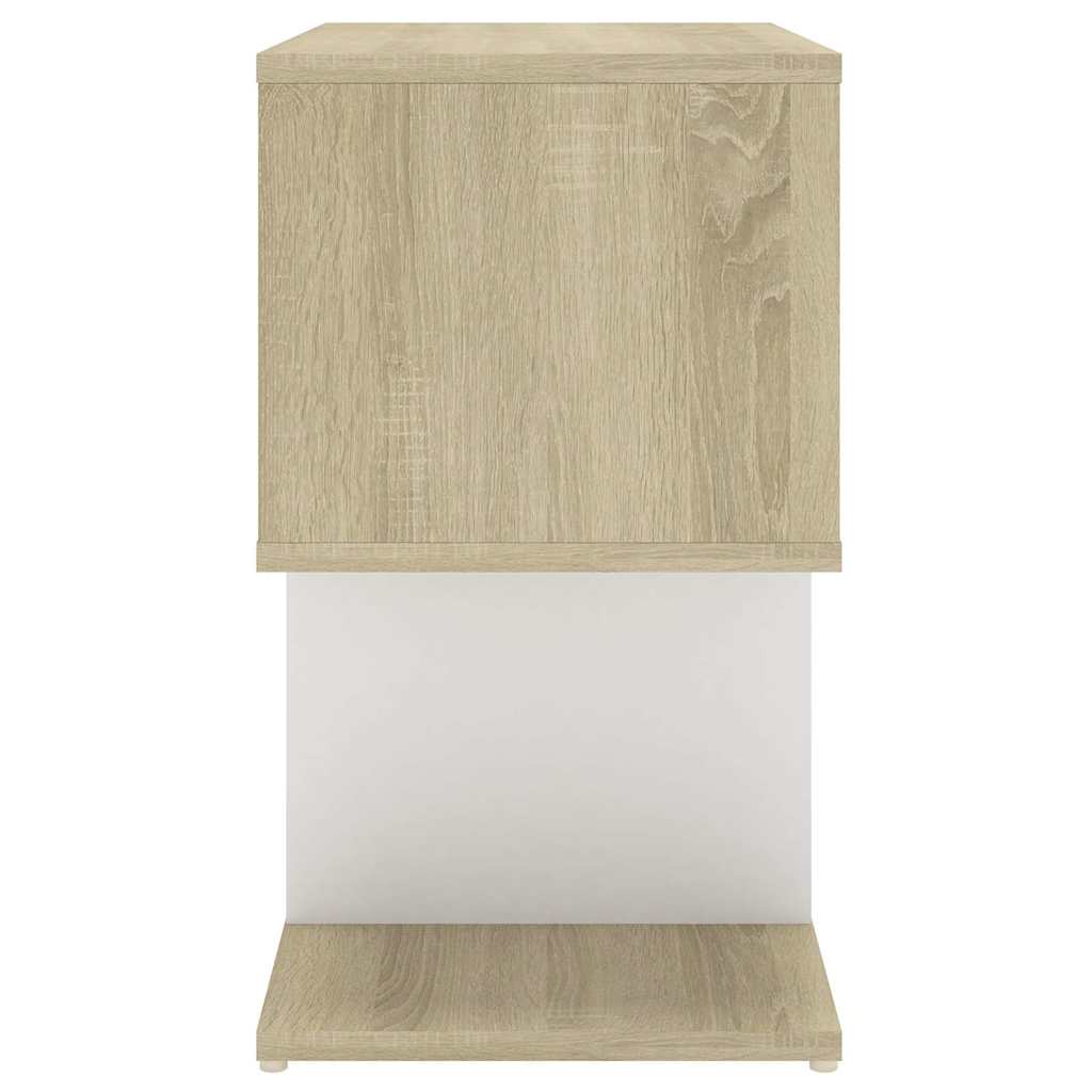 Κομοδίνα 2 τεμ. Λευκά/Sonoma Δρυς 50x30x51,5 εκ από Μοριοσανίδα