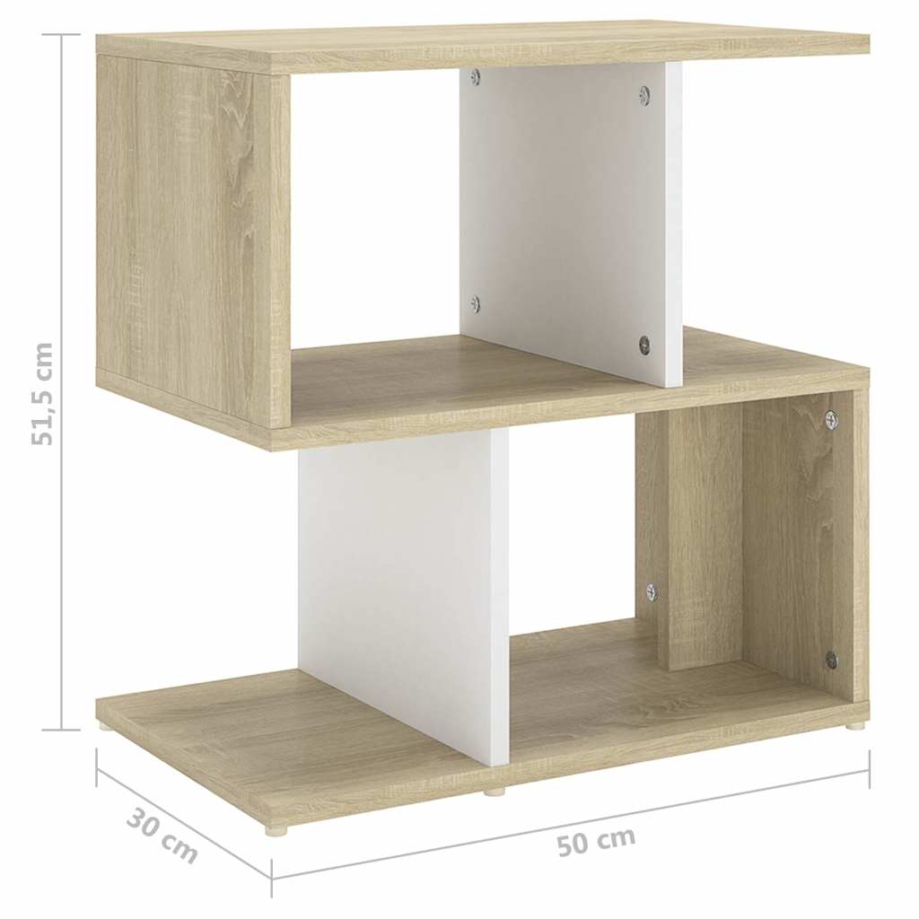 Κομοδίνα 2 τεμ. Λευκά/Sonoma Δρυς 50x30x51,5 εκ από Μοριοσανίδα