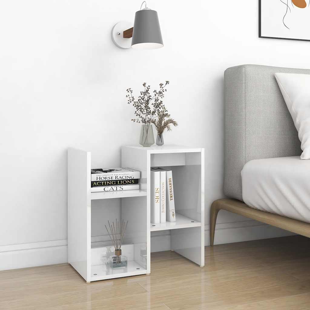 Κομοδίνα 2 τεμ. Γυαλιστερό Λευκό 50x30x51,5 εκ. από Επεξ. Ξύλο - Pakobazaar