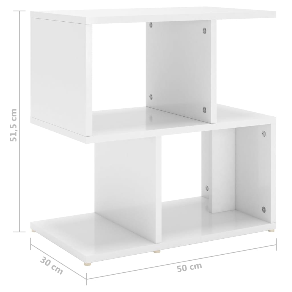 Κομοδίνα 2 τεμ. Γυαλιστερό Λευκό 50x30x51,5 εκ. από Επεξ. Ξύλο - Pakobazaar