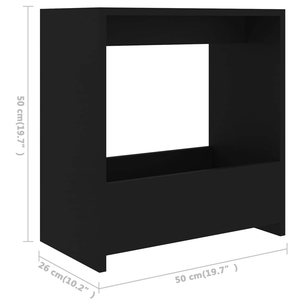 Τραπεζάκι Βοηθητικό Μαύρο 50 x 26 x 50 εκ. από Επεξ. Ξύλο