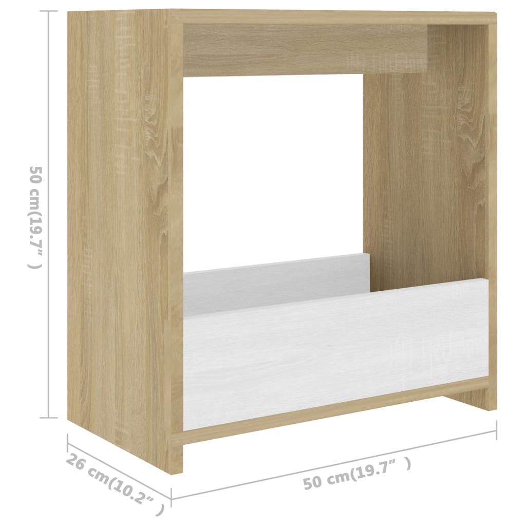 Τραπέζι Βοηθητικό Λευκό/Sonoma Δρυς 50x26x50εκ. από Επεξ. Ξύλο