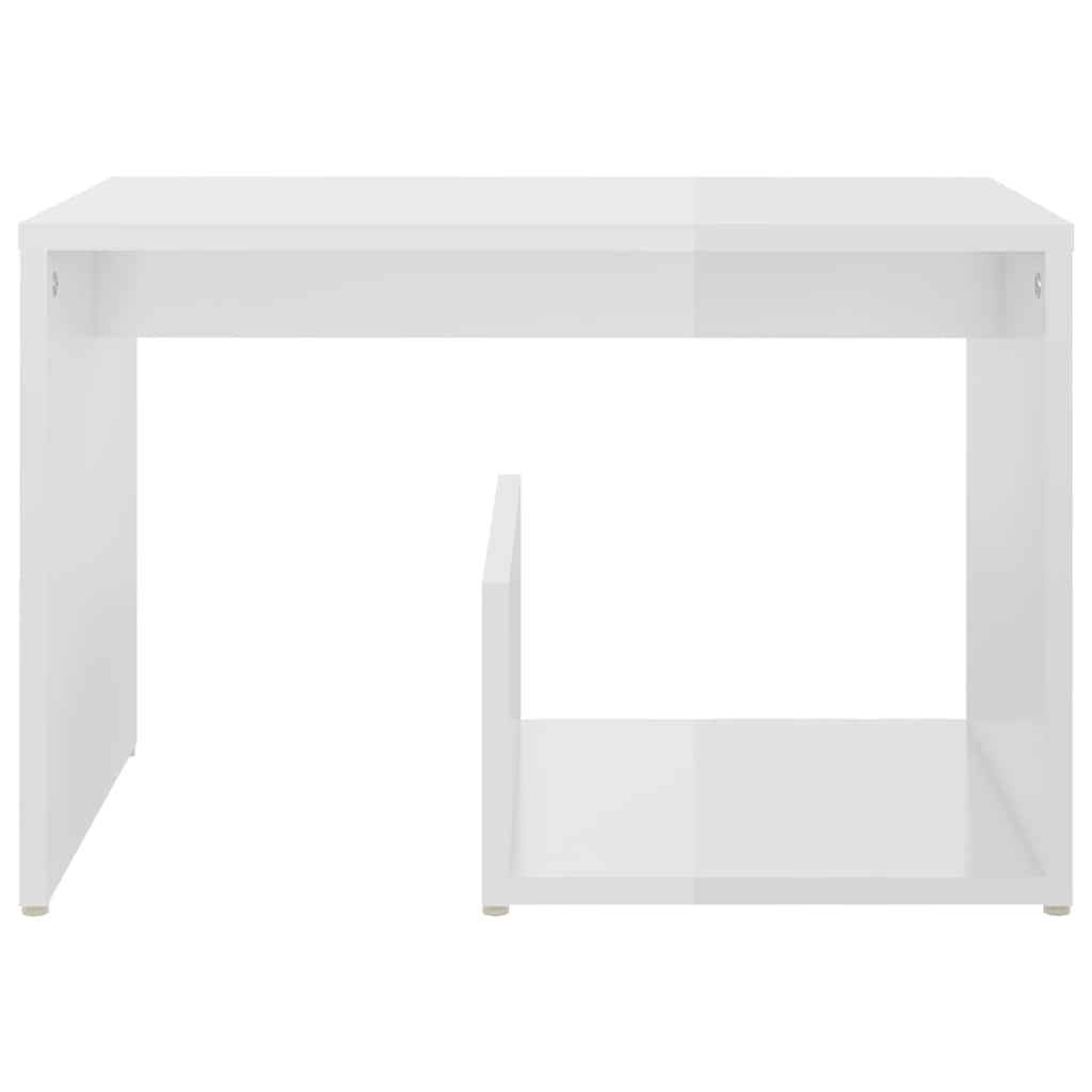 Τραπέζι Βοηθητικό Γυαλιστερό Λευκό 59 x 36 x 38 εκ. Επεξ. Ξύλο