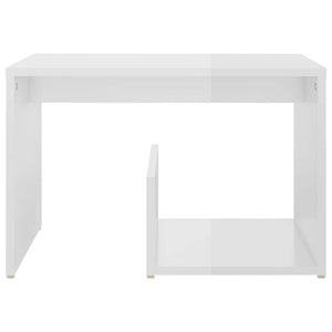 Τραπέζι Βοηθητικό Γυαλιστερό Λευκό 59 x 36 x 38 εκ. Επεξ. Ξύλο