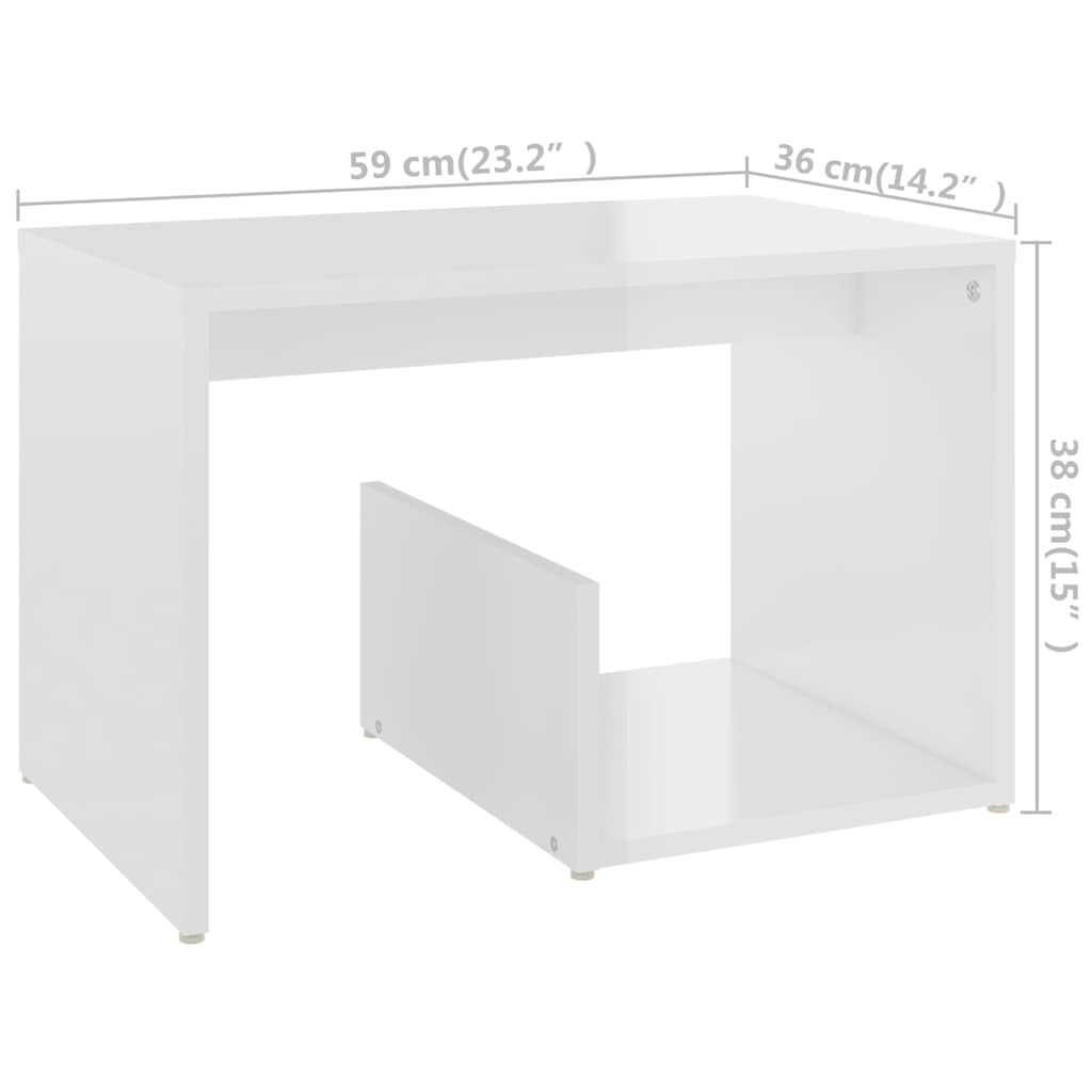 Τραπέζι Βοηθητικό Γυαλιστερό Λευκό 59 x 36 x 38 εκ. Επεξ. Ξύλο