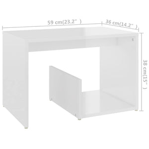 Τραπέζι Βοηθητικό Γυαλιστερό Λευκό 59 x 36 x 38 εκ. Επεξ. Ξύλο