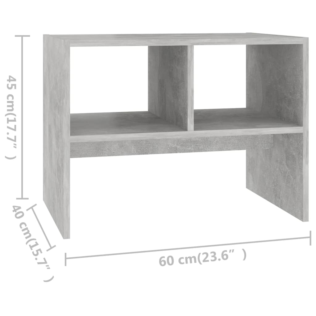 Τραπέζι Βοηθητικό Γκρι Σκυροδέματος 60x40x45 εκ. Επεξ. Ξύλο