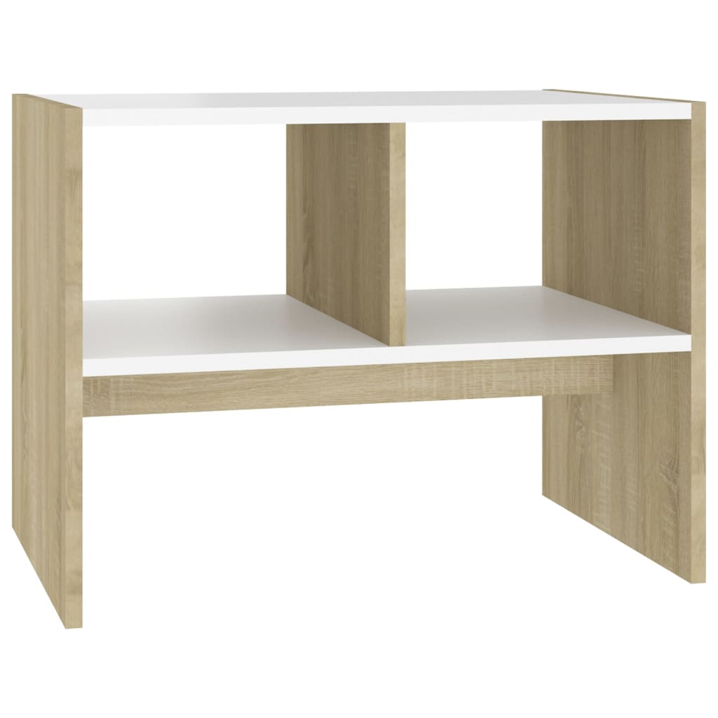 Τραπέζι Βοηθητικό Λευκό/Sonoma Δρυς 60x40x45 εκ. Επεξ. Ξύλο